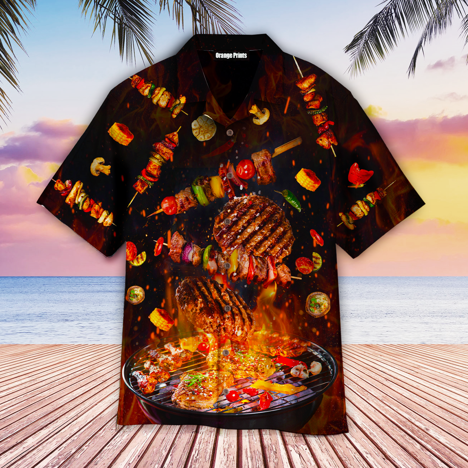 Food BBQ On Fire Hawaiian Shirt