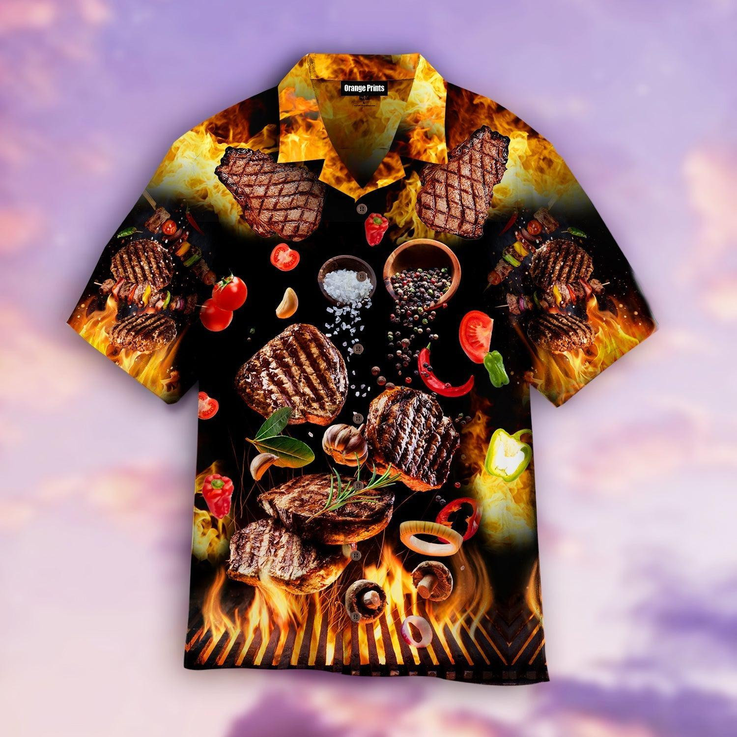 Food BBQ On Fire Hawaiian Shirt