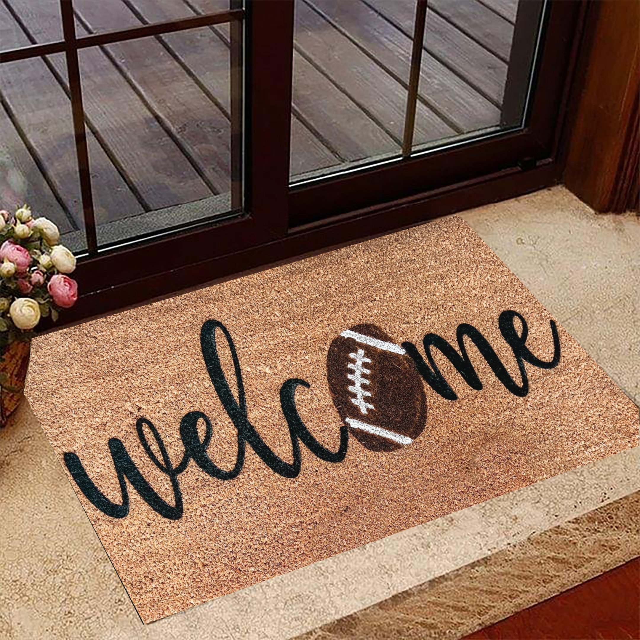 Football Rubber Doormat Football Welcome Mat For Front Door Home Decorative