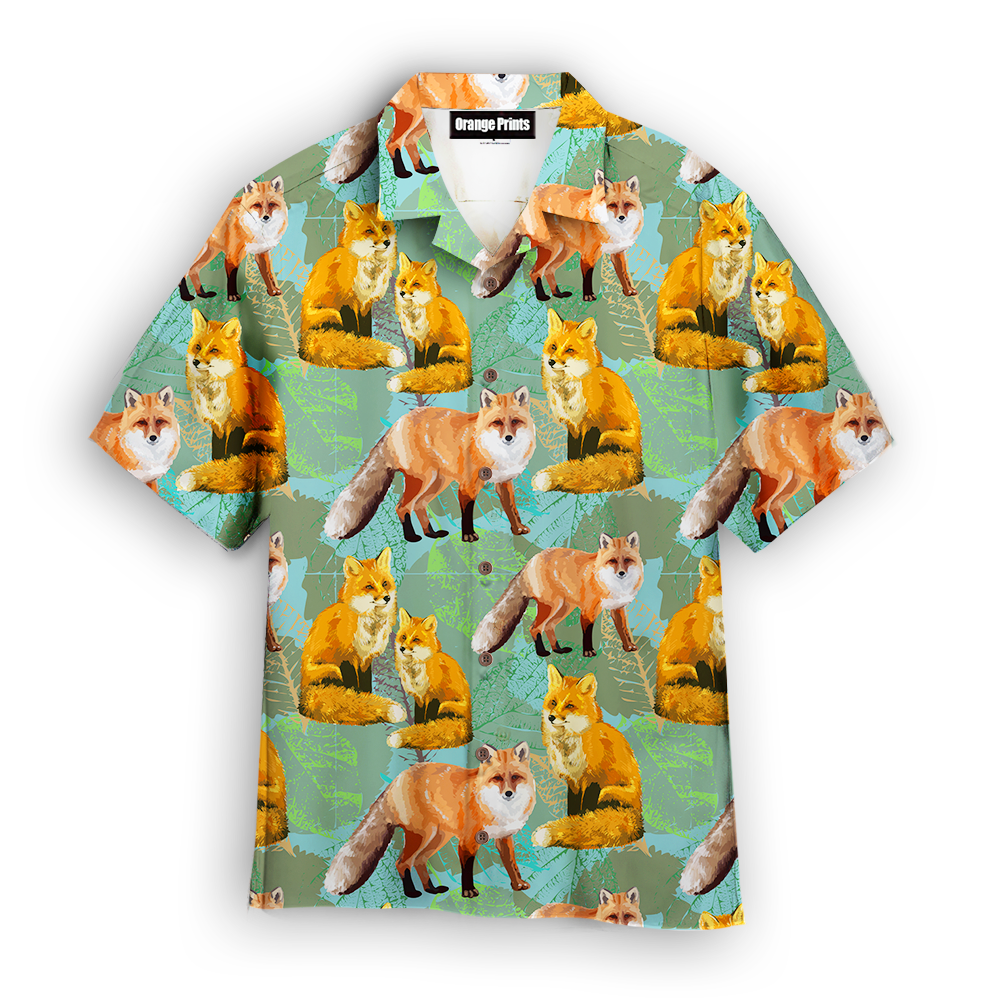 Fox Autumn Leaves Hawaiian Shirt
