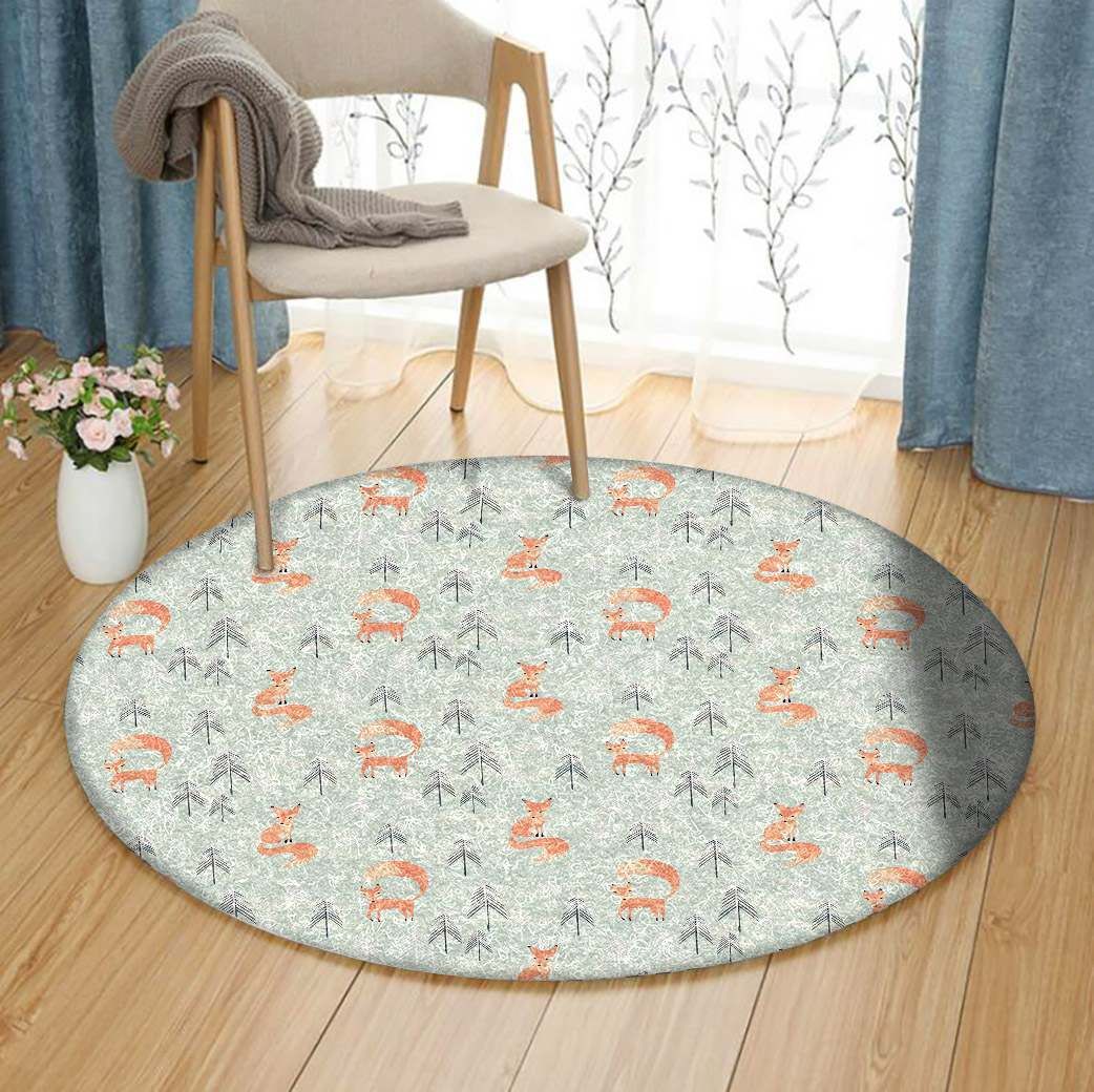 Fox Round Rug Carpet Bedroom Livingroom Home Decor