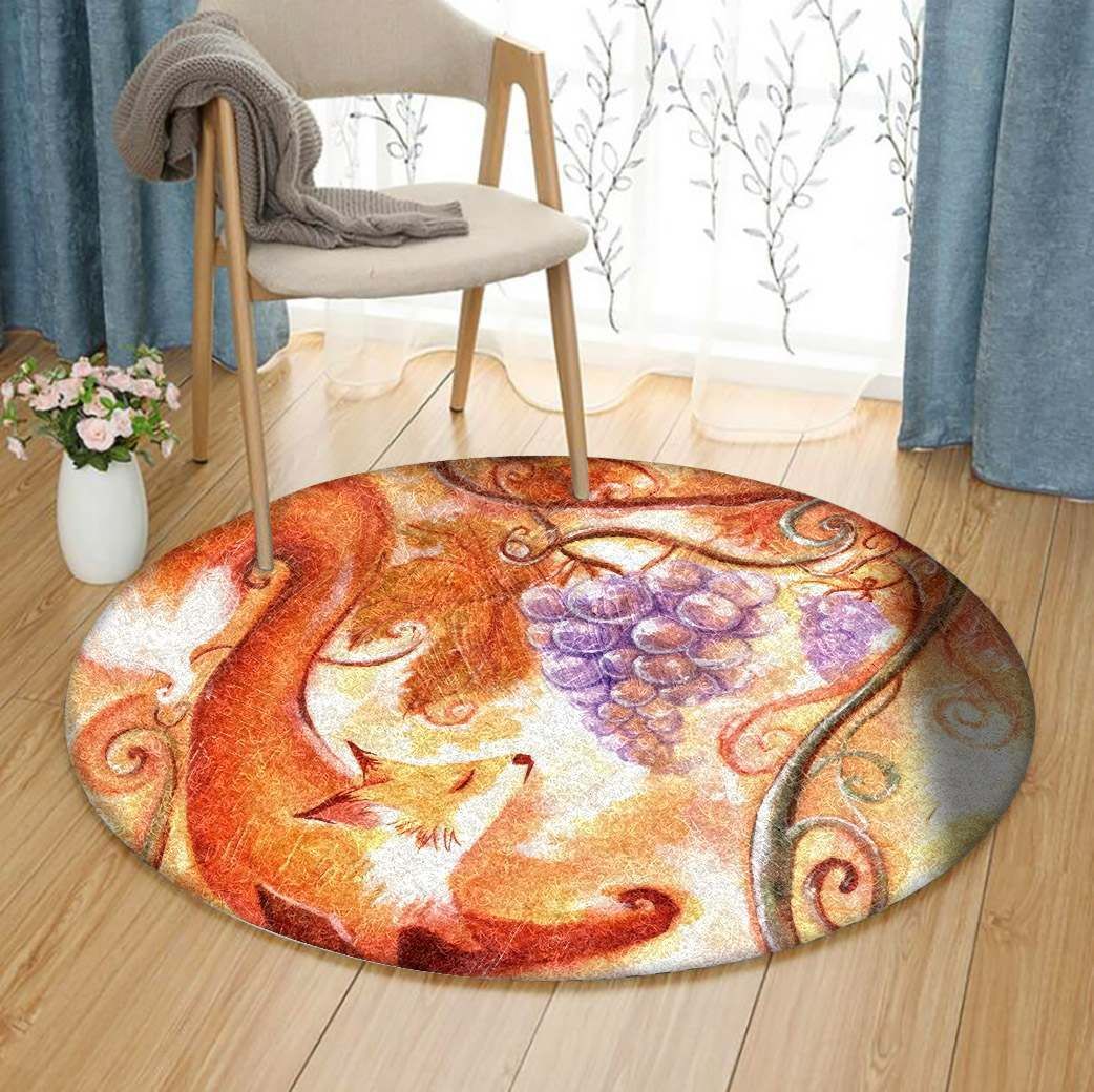Fox Round Rug Carpet Bedroom Livingroom Home Decor
