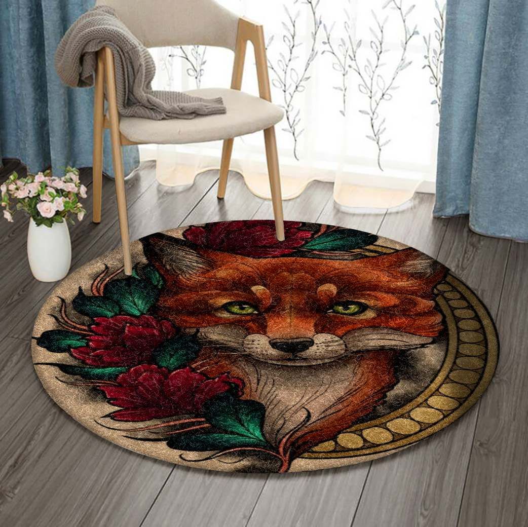 Fox Round Rug Carpet Bedroom Livingroom Home Decor