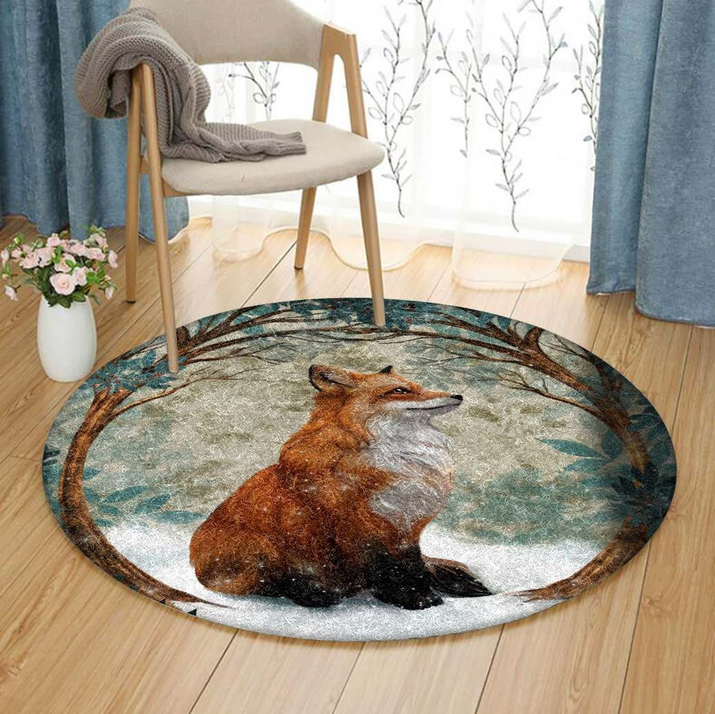 Fox Round Rug Carpet Bedroom Livingroom Home Decor
