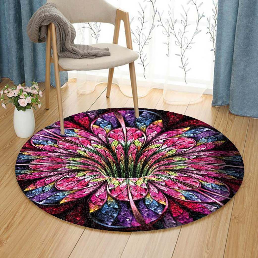 Fractal Flower Round Rug Carpet Bedroom Livingroom Home Decor