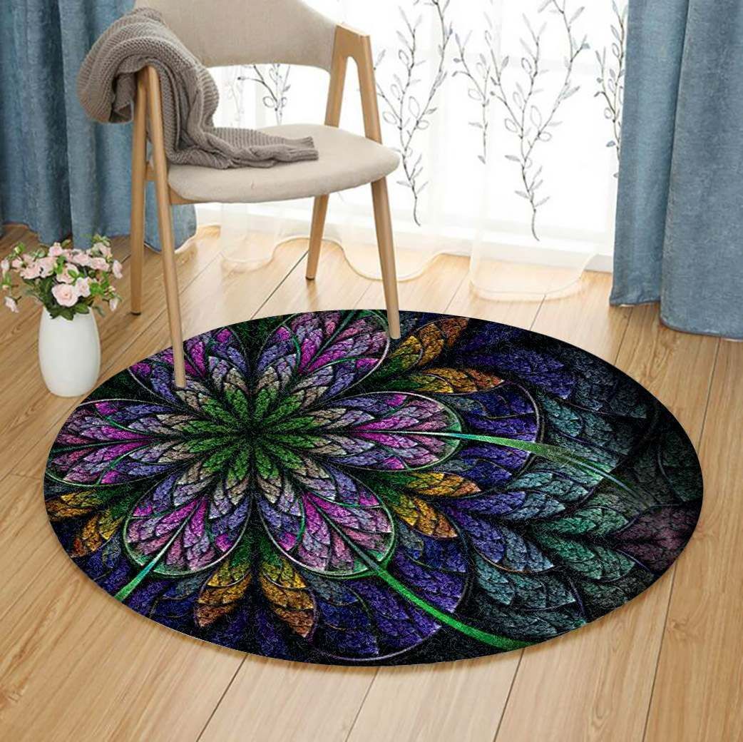 Fractal Flower Round Rug Carpet Bedroom Livingroom Home Decor
