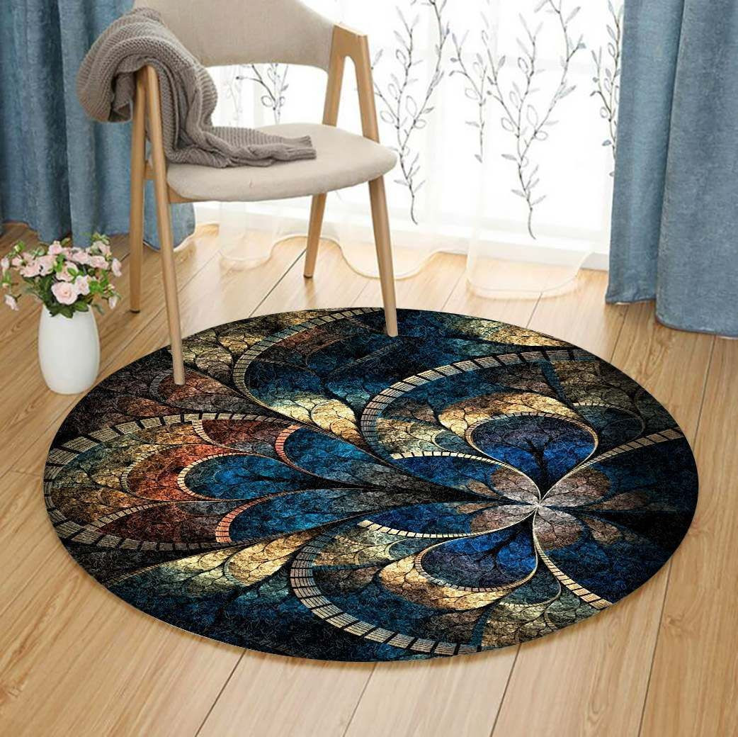 Fractal Round Rug Carpet Bedroom Livingroom Home Decor