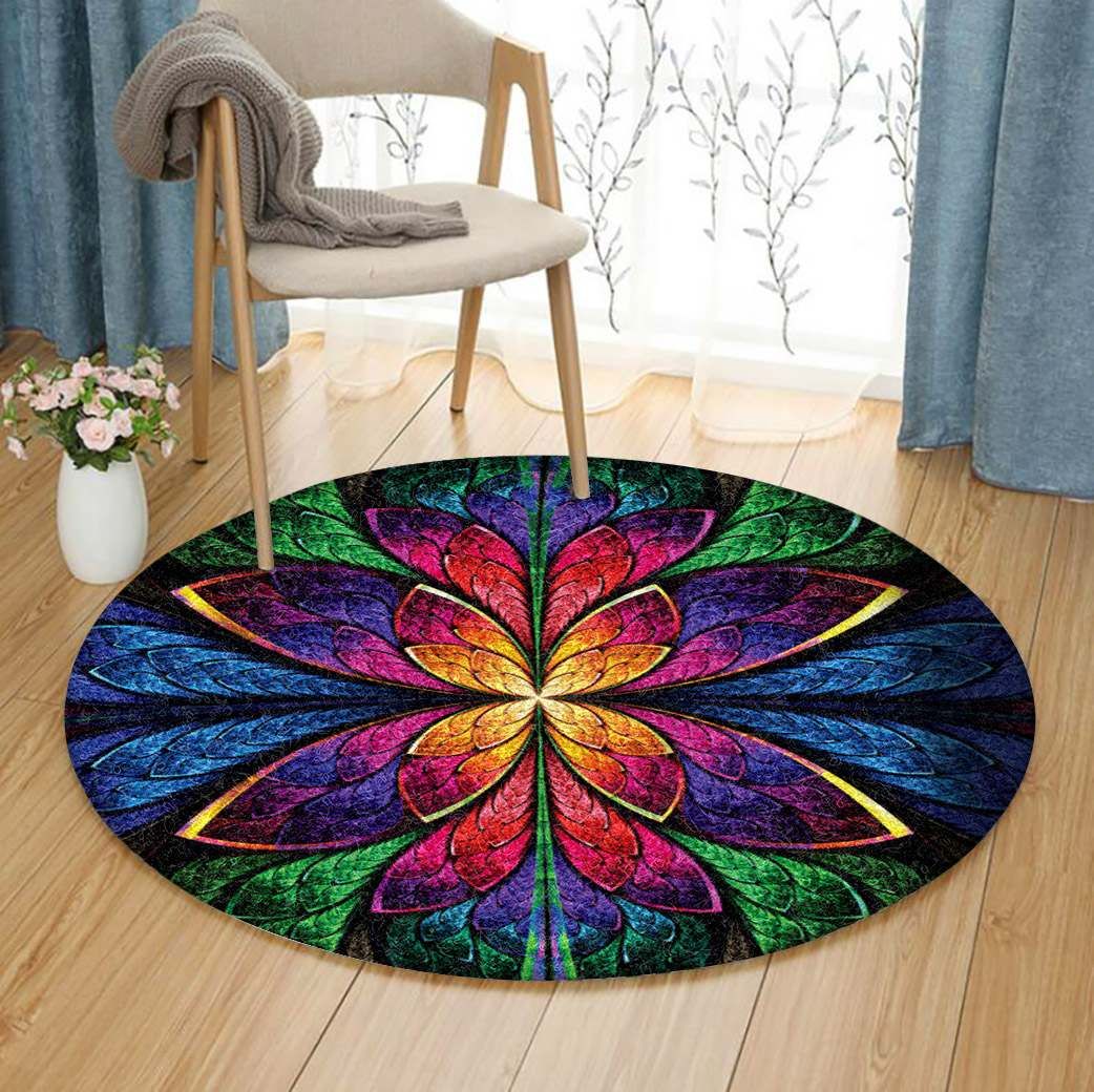 Fractal Round Rug Carpet Bedroom Livingroom Home Decor