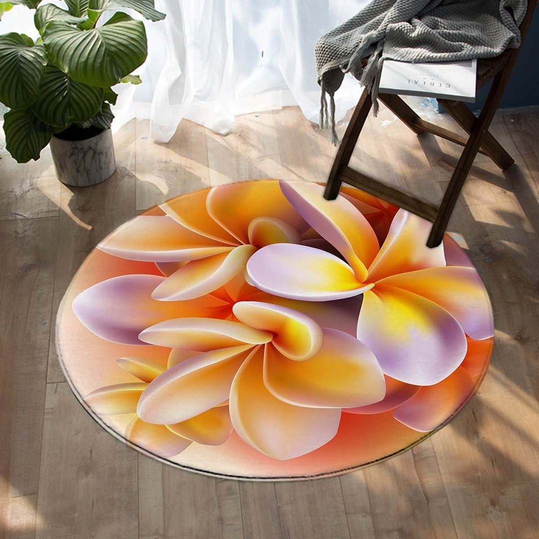 Frangipani Round Rug Carpet Bedroom Livingroom Home Decor