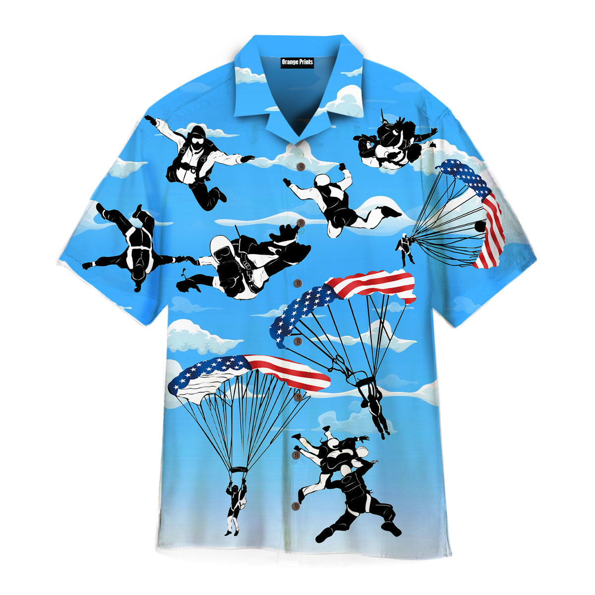 Free Skydiving American Flag Patriotism Aloha Hawaiian Shirt