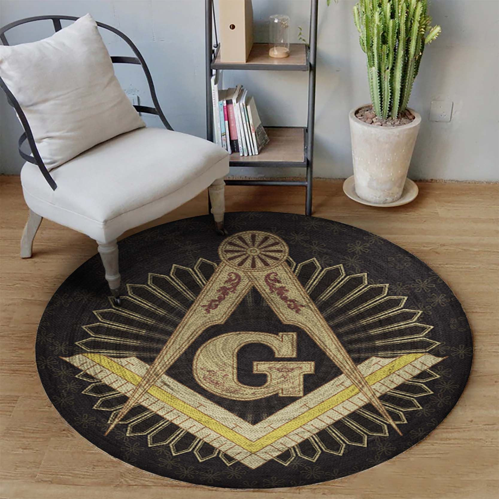 Freemason Round Rug Carpet Bedroom Livingroom Home Decor