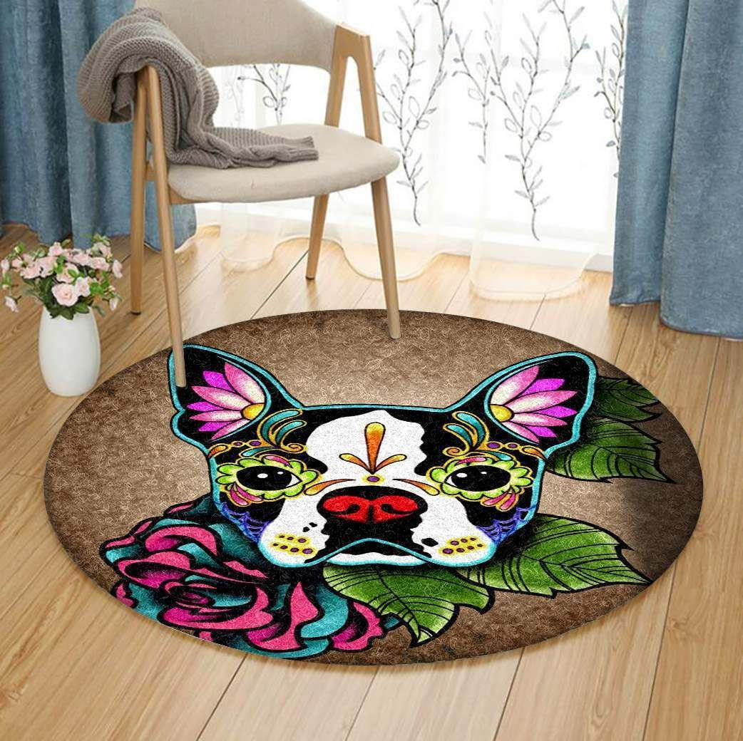 French Bull Dog Of The Dead Round Rug Carpet Bedroom Livingroom Home Decor