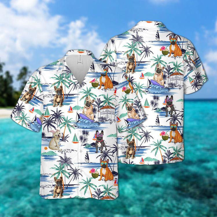 French Bulldog Beach Style Hawaiian Shirt