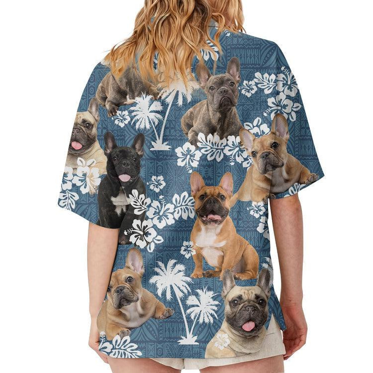 French Bulldog Blue Tribal Hawaiian Shirt - Image 5