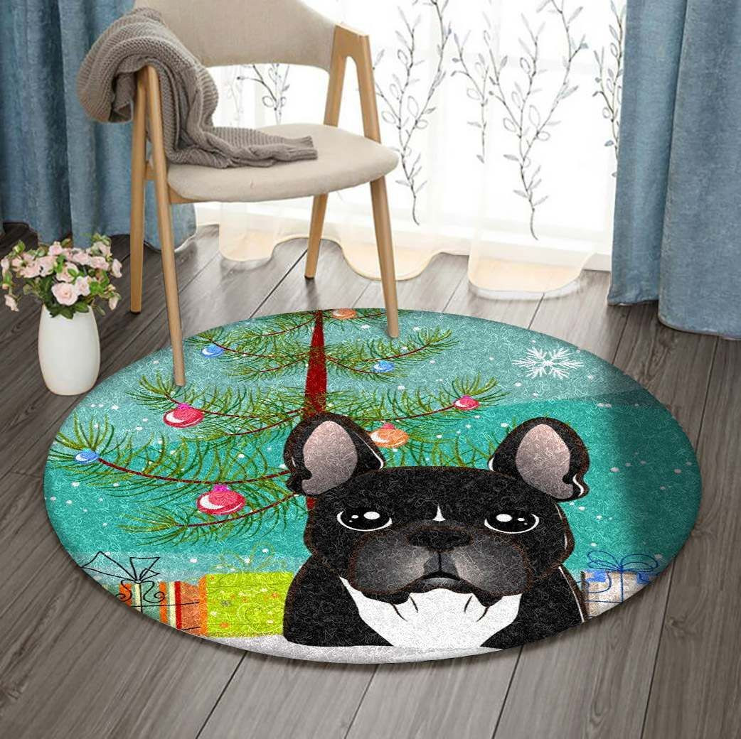 French Bulldog Christmas Round Rug Carpet Bedroom Livingroom Home Decor