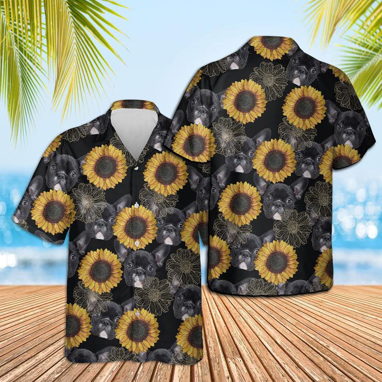 French Bulldog Lovers Sunflower Hawaiian Shirt