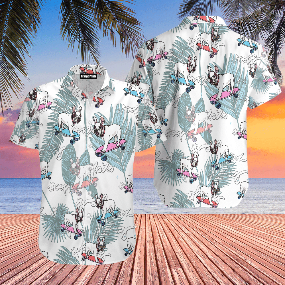French Bulldog On Skateboard Hawaiian Shirt
