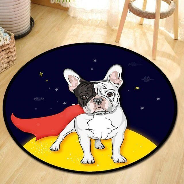 Frenchie Bulldog Round Rug Carpet Bedroom Livingroom Home Decor