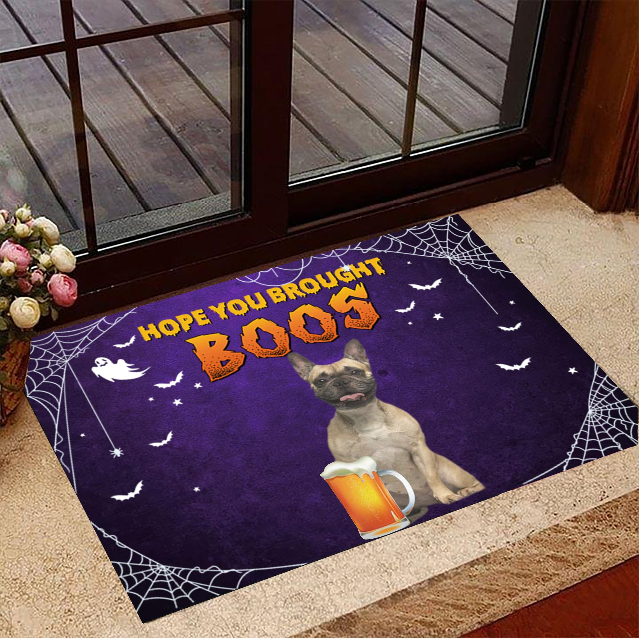 Frenchie You Brought Boos Rubber Doormat Welcome Home Mat Modern Halloween Decor