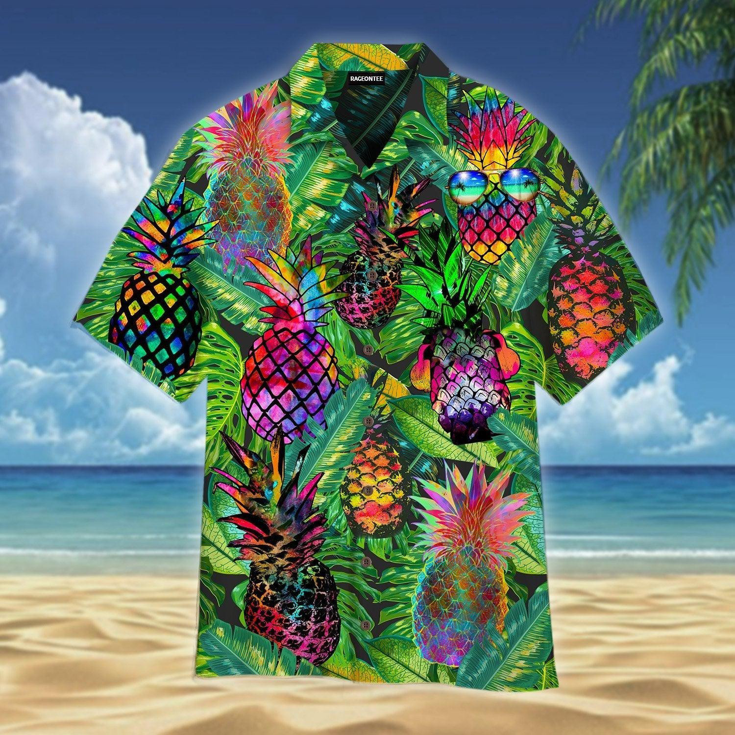 Fresh Fruit Pineapple Peace Life Colorful Hawaiian Shirt