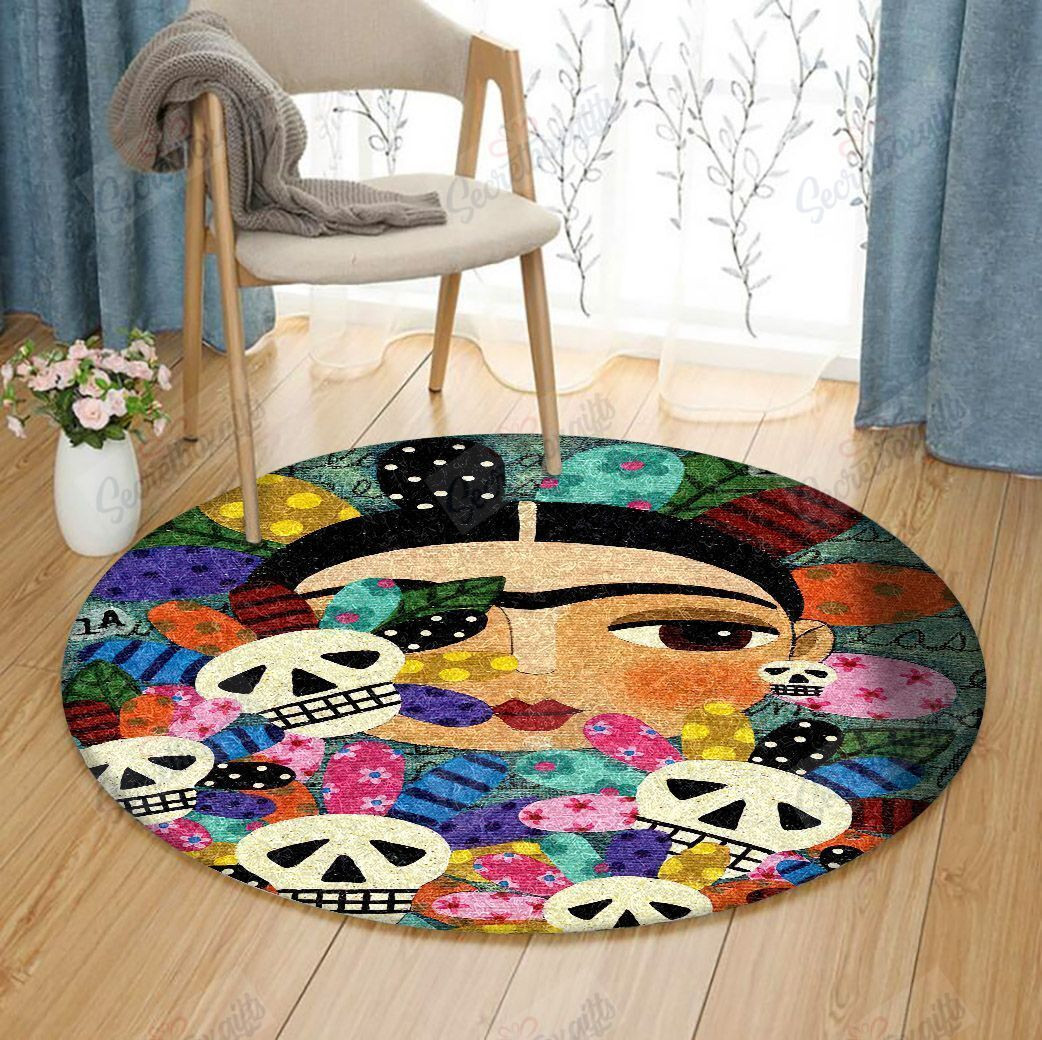 Frida Kahlo Of The Dead Round Rug Carpet Bedroom Livingroom Home Decor