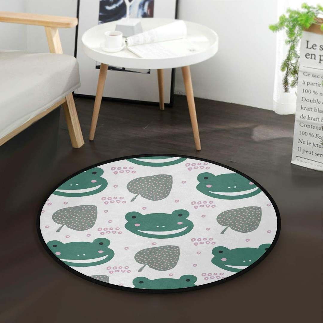 Frog Lotus Round Rug Carpet Bedroom Livingroom Home Decor