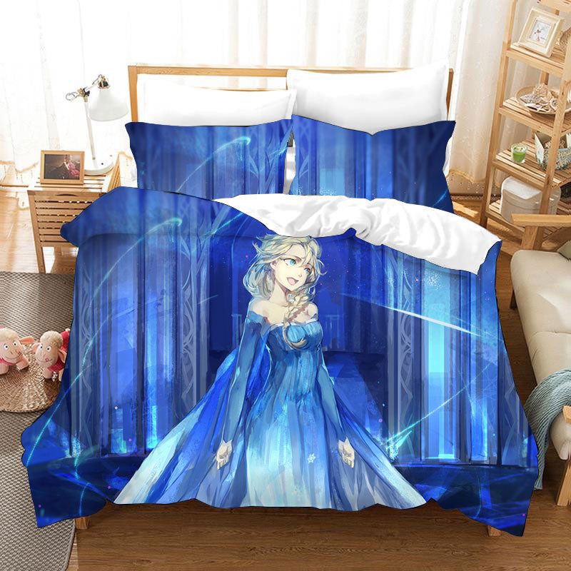 Frozen Anna Elsa Princess #31 Duvet Cover Quilt Cover Pillowcase Bedding Set Bed Linen Home Bedroom Decor