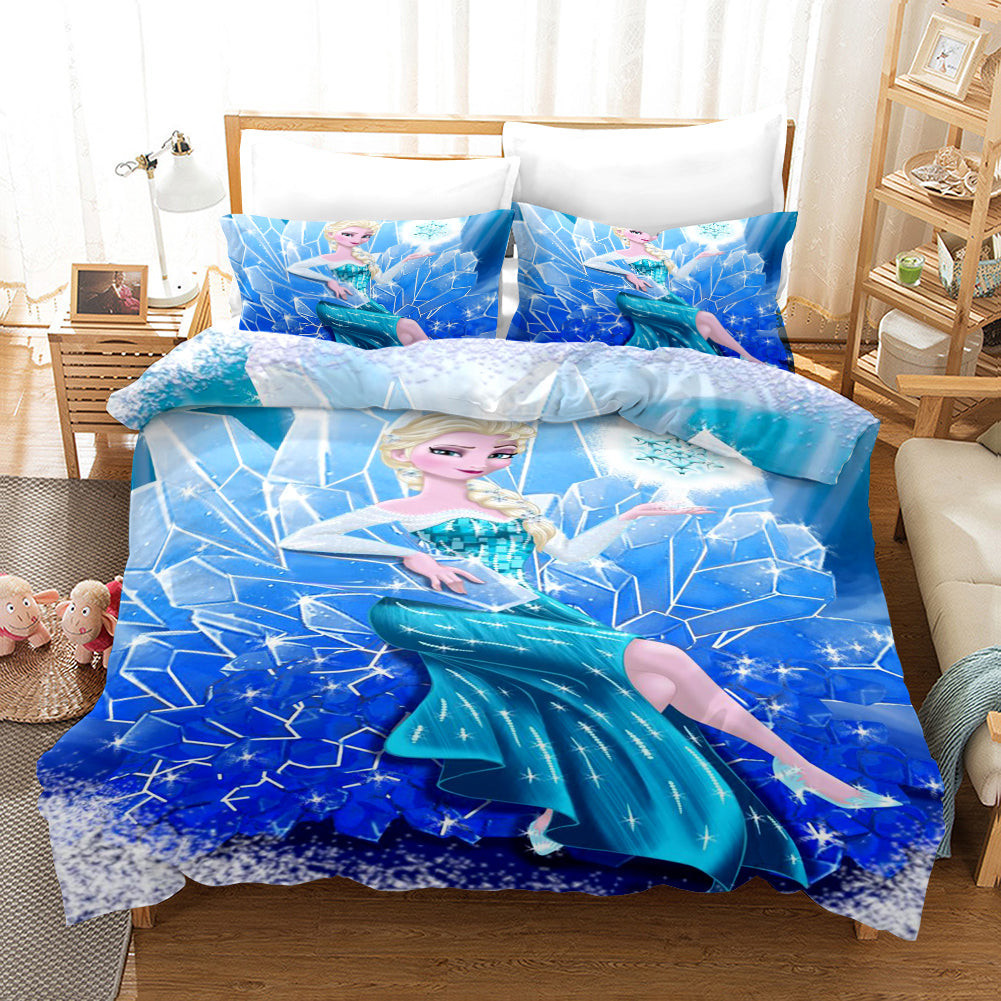 Frozen Anna Elsa Princess #32 Duvet Cover Quilt Cover Pillowcase Bedding Set Bed Linen Home Bedroom Decor