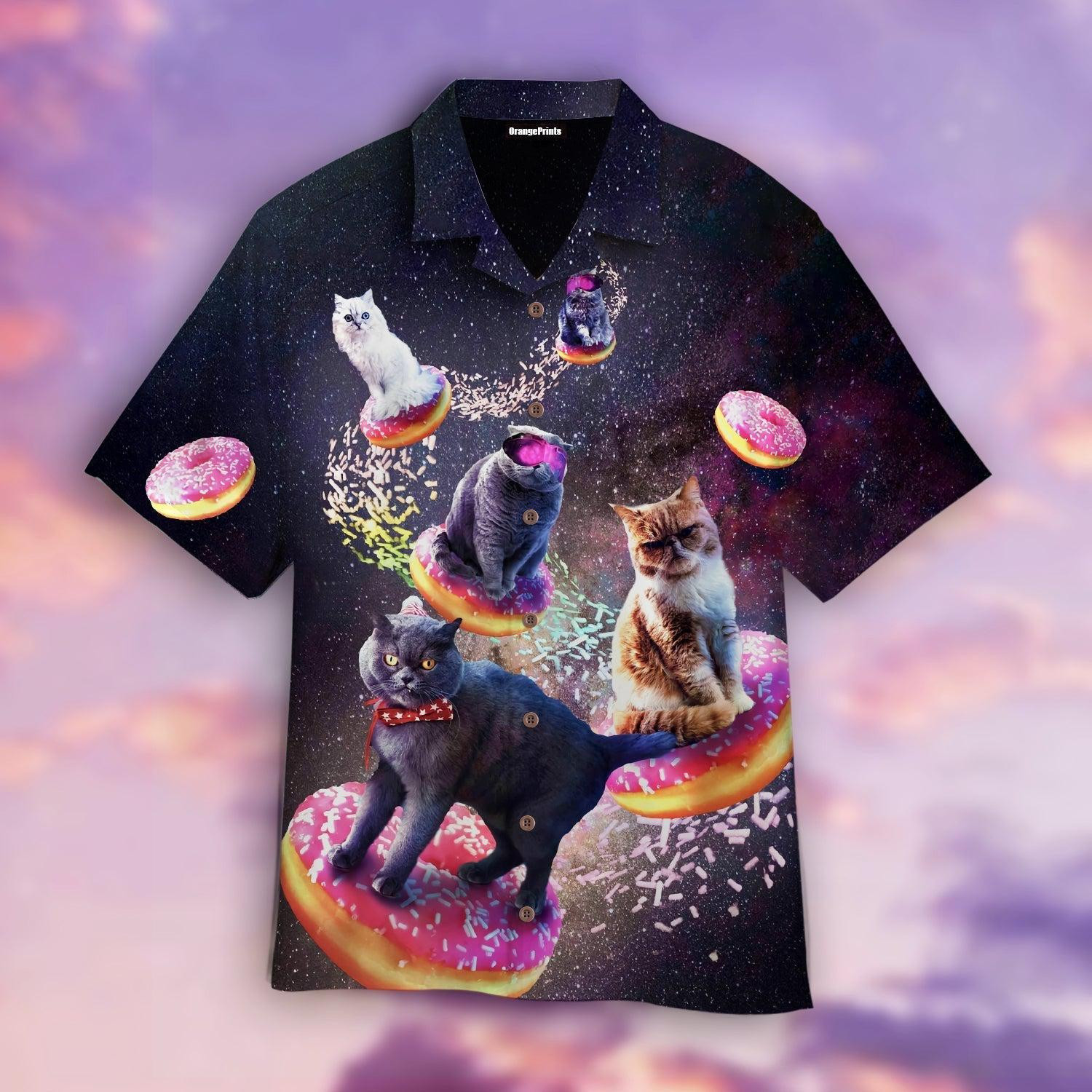 Funny Cat In Space Donuts Hawaiian Shirt