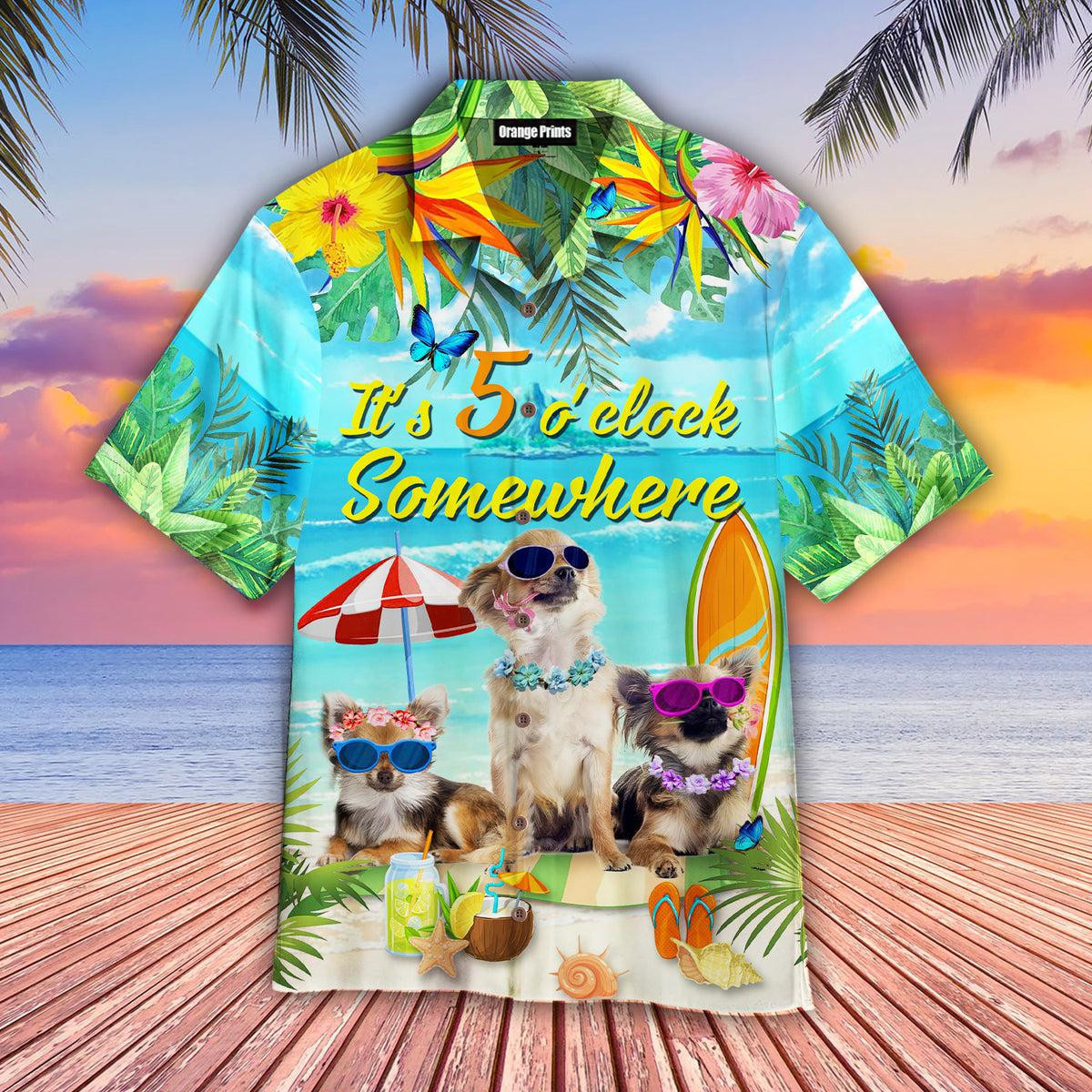 Funny Dog Beach It's 5 O'clock Somewhere Hawaiian Shirt