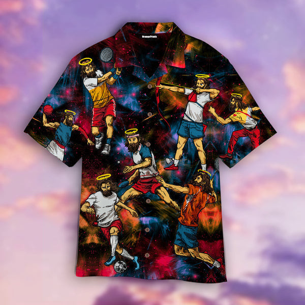 Funny Jesus Playing Sports Hawaiian Shirt