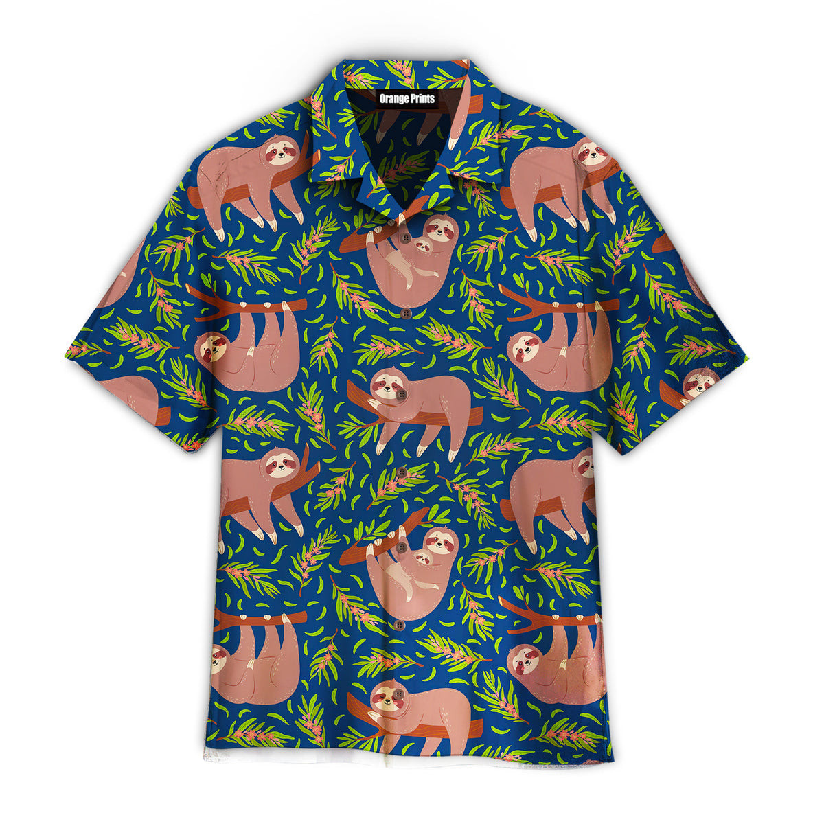 Funny Lazy Sloths On Branch Seamless Hawaiian Shirt
