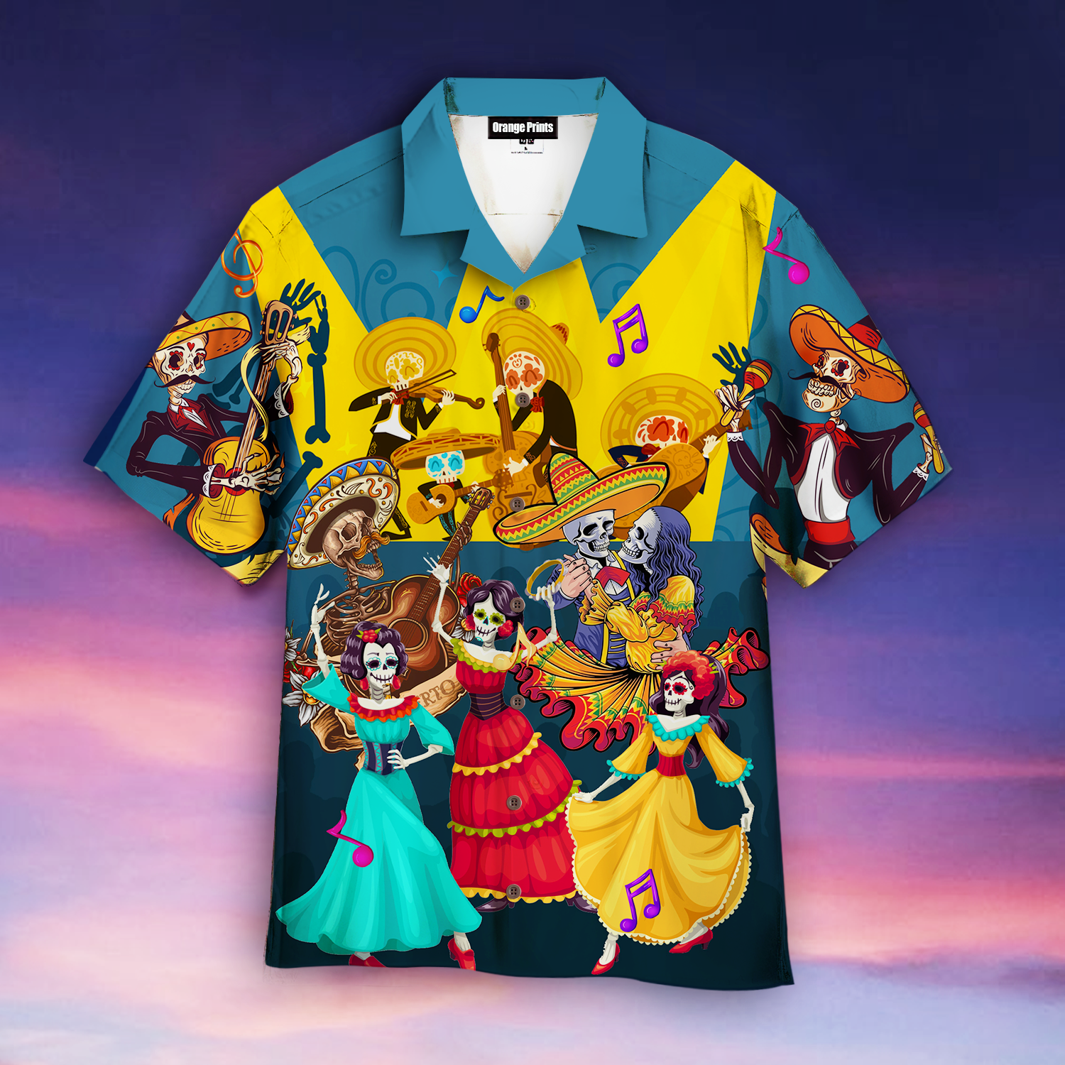 Funny Mexican Skull Dancing Tropical Summer Hawaiian Shirt