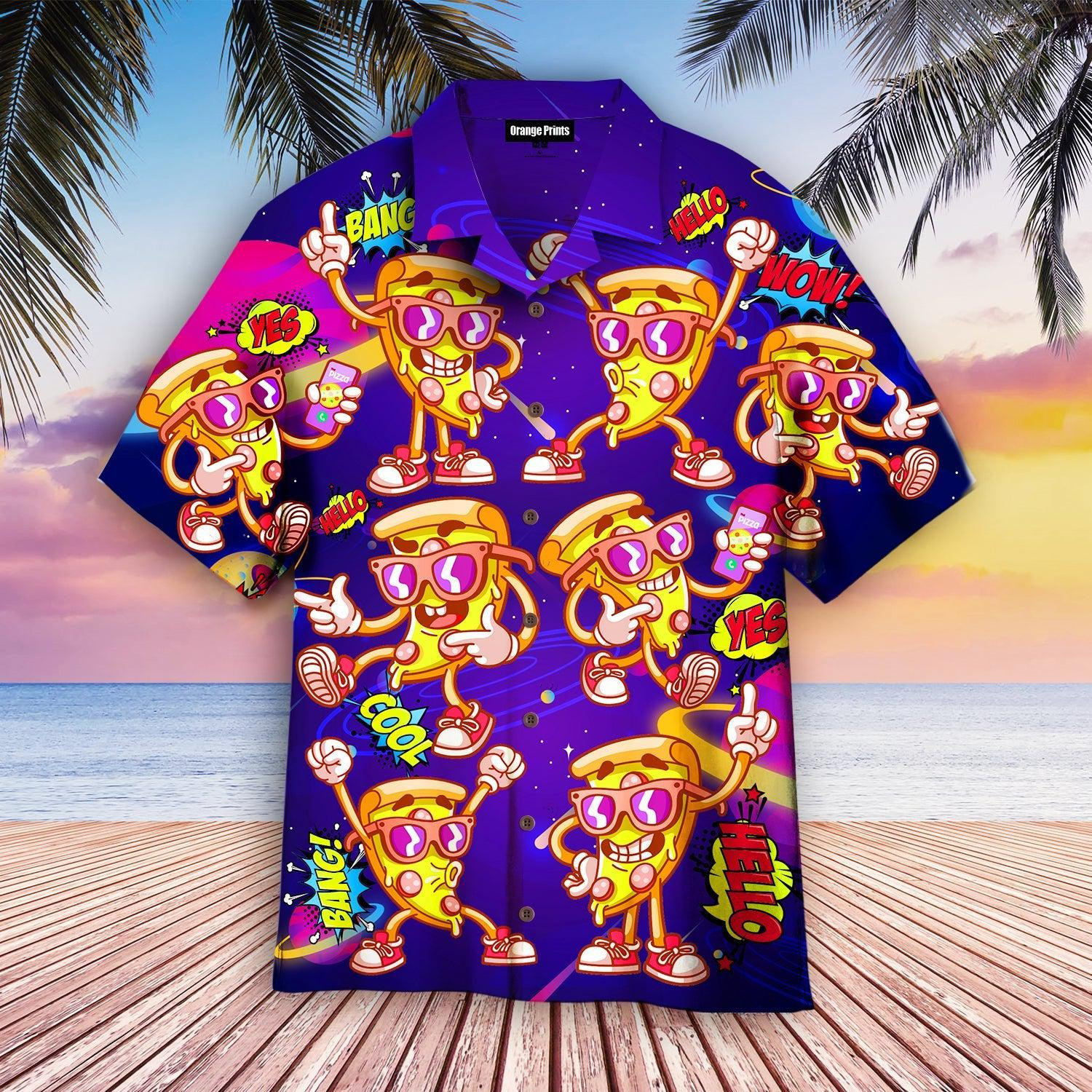 Funny Pizza Lets Party Hawaiian Shirt