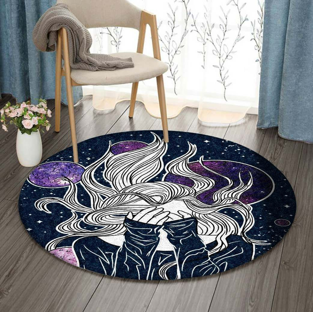 Galaxy Girl Round Rug Carpet Bedroom Livingroom Home Decor