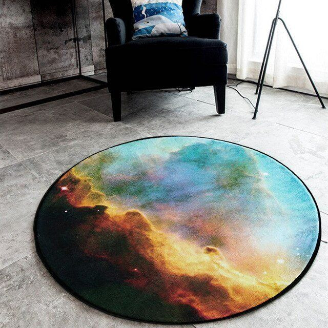 Galaxy Round Rug Carpet Bedroom Livingroom Home Decor