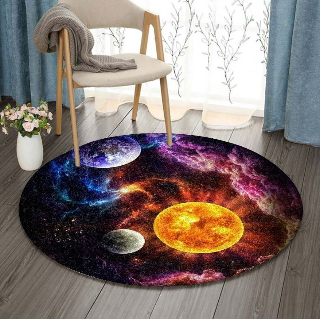 Galaxy Round Rug Carpet Bedroom Livingroom Home Decor