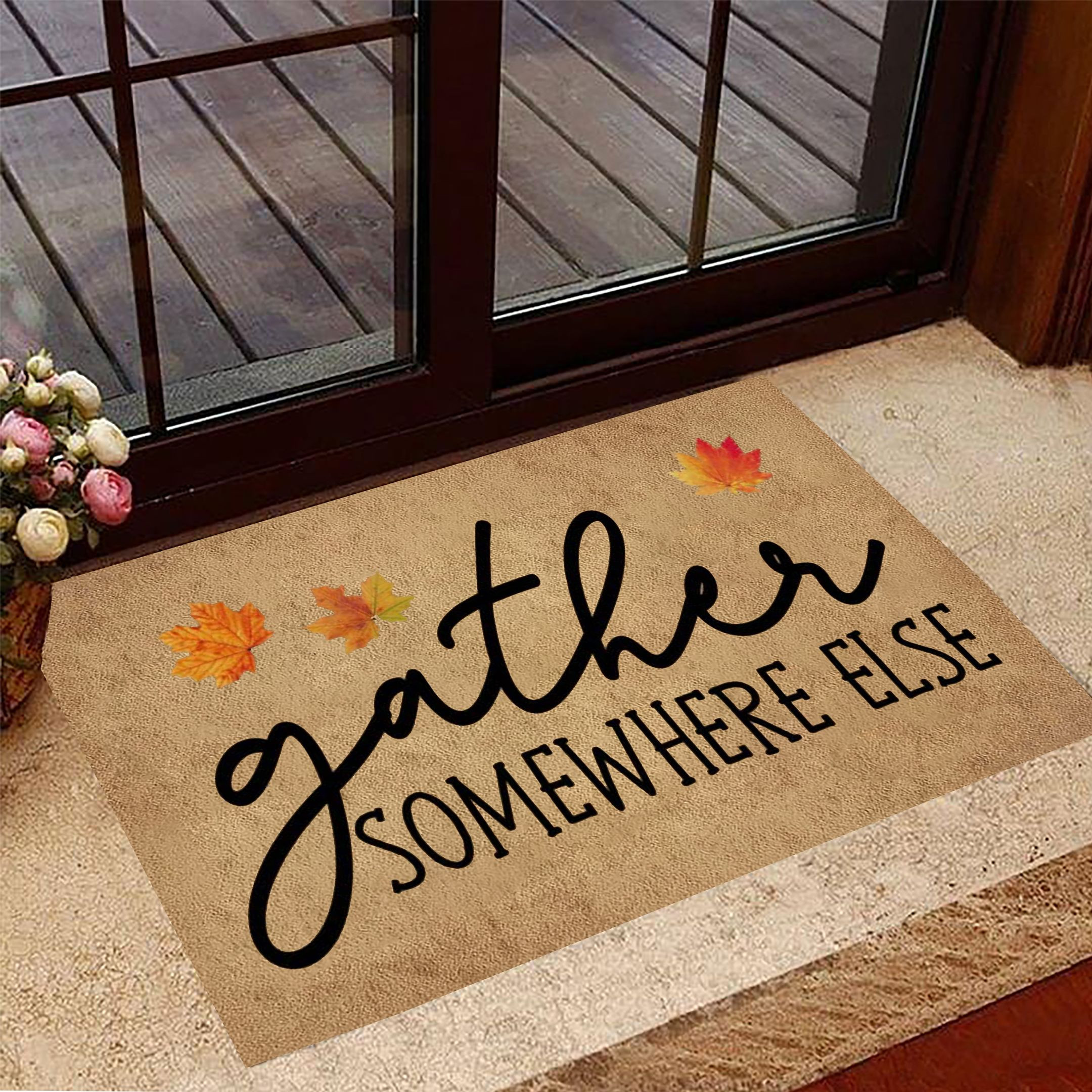 Gather Somewhere Else Rubber Doormat Funny Welcome Mat Housewarming Gift