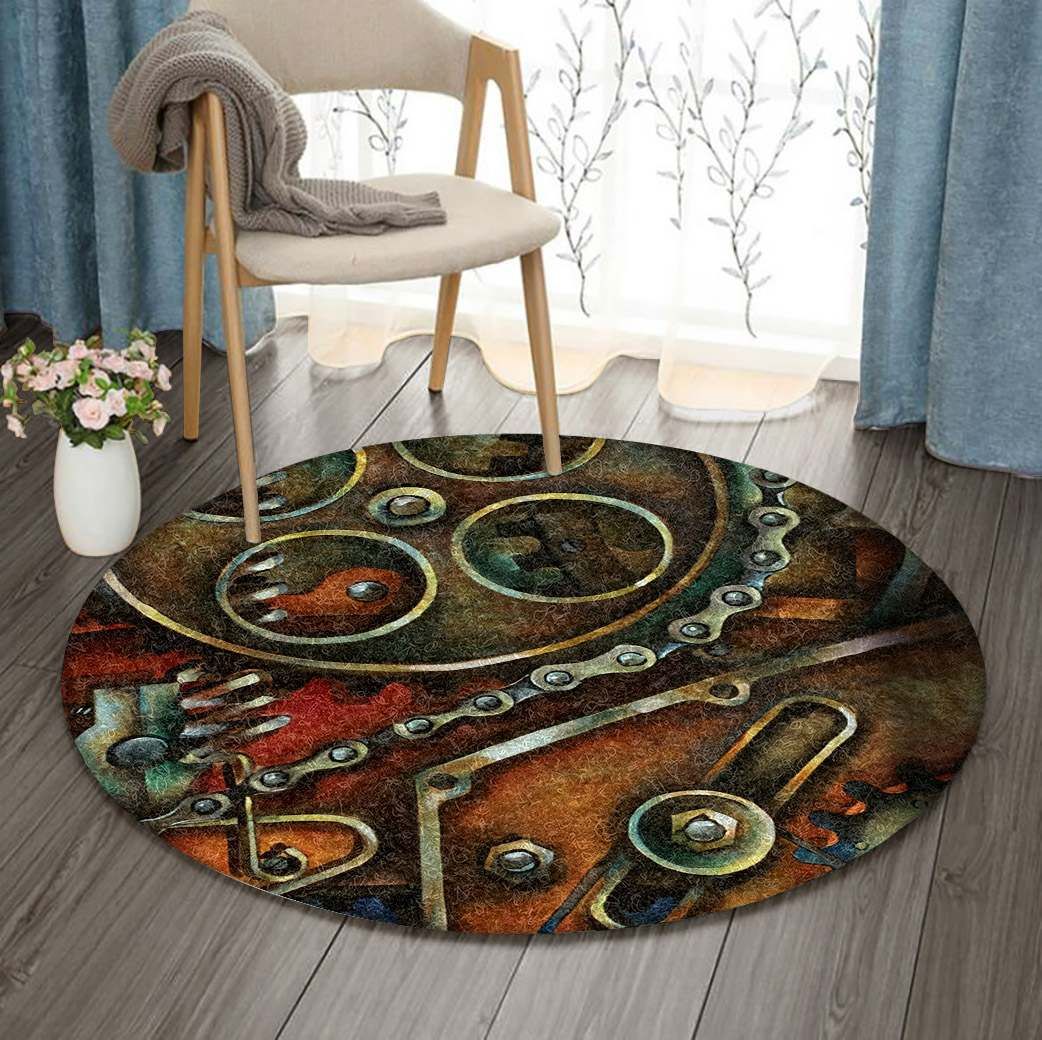 Gear Round Rug Carpet Bedroom Livingroom Home Decor