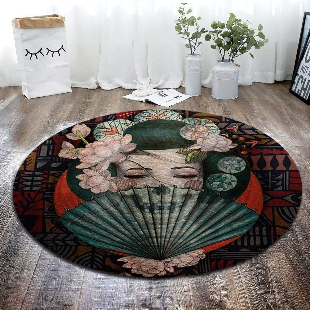 Geisha Girl Art Round Rug Carpet Bedroom Livingroom Home Decor