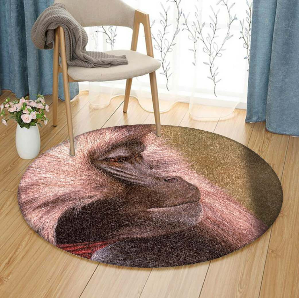 Gelada Monkey Round Rug Carpet Bedroom Livingroom Home Decor