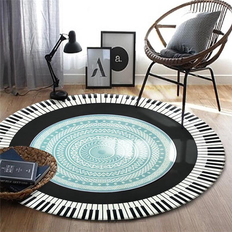 Geometric Piano Round Rug Carpet Bedroom Livingroom Home Decor