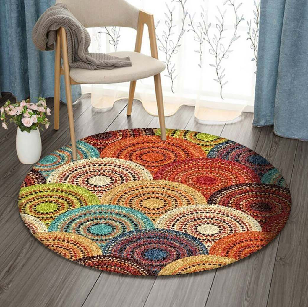 Geometric Round Rug Carpet Bedroom Livingroom Home Decor