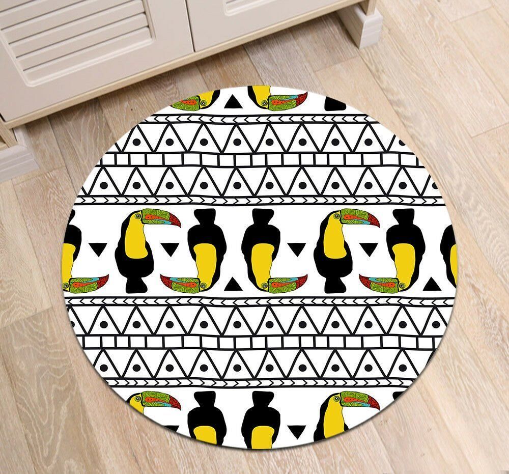 Geometric Toucan Round Rug Carpet Bedroom Livingroom Home Decor