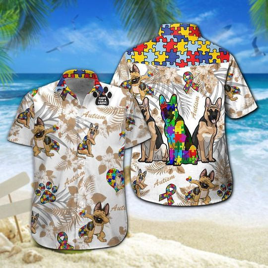 German Shepherd Autism Hawaiian Shirt