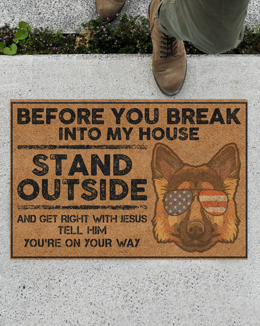 German Shepherd Before You Break Into My House Rubber Doormat Funny Dog Front Door Mat Indoor