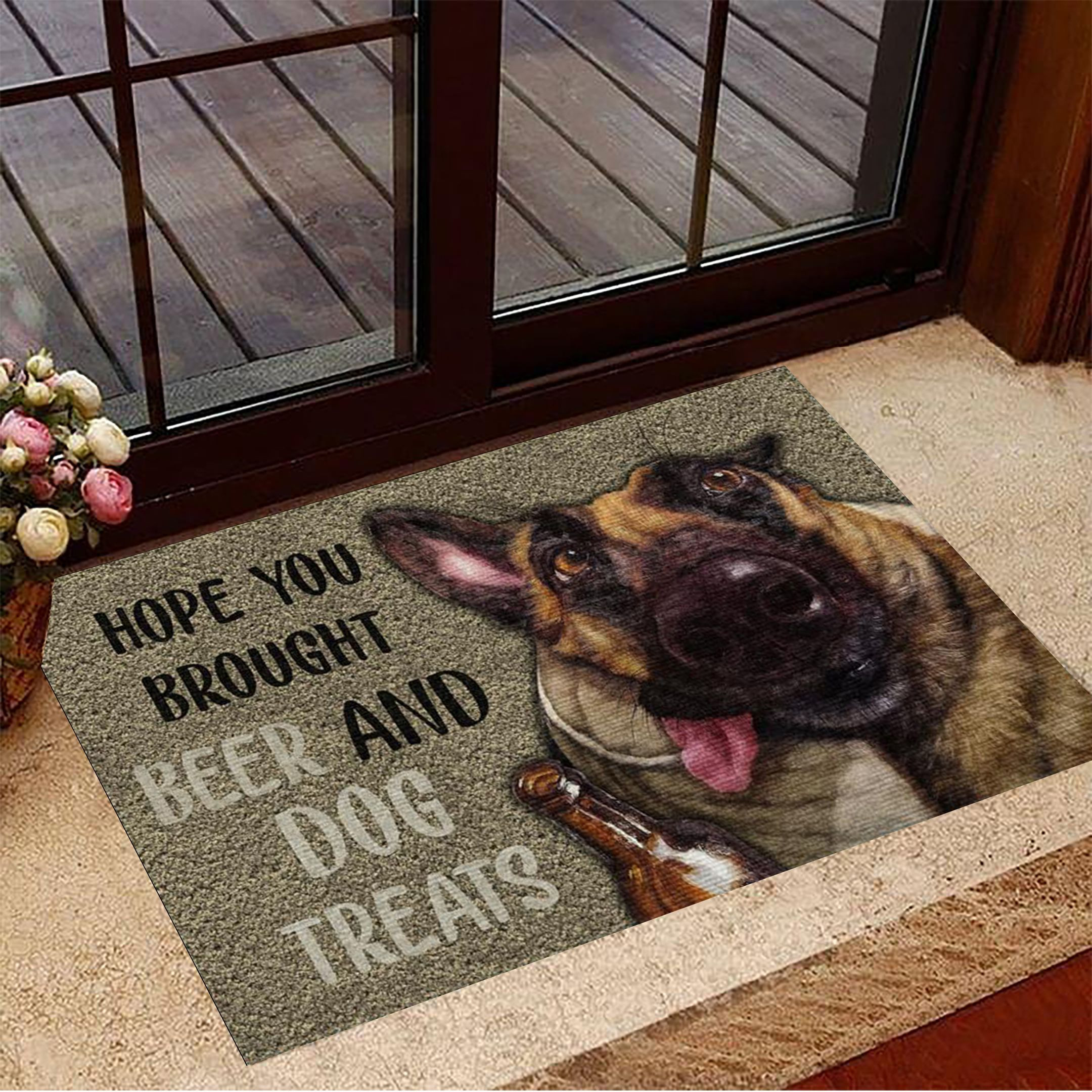 German Shepherd Hope You Brought Beer And Dog Treats Rubber Doormat Funny Dog Rubber Doormat Home Decor