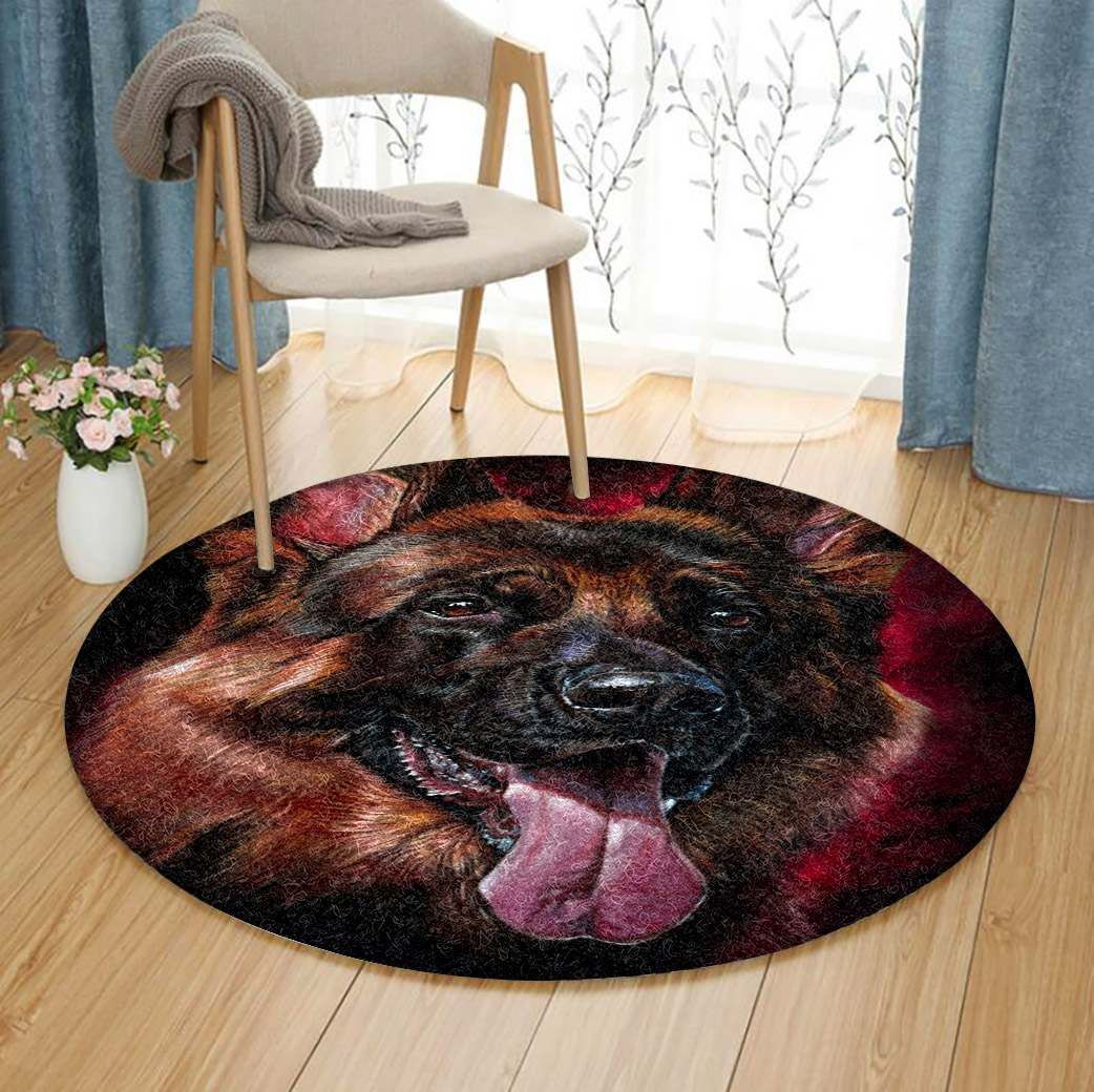 German Shepherd Round Rug Carpet Bedroom Livingroom Home Decor