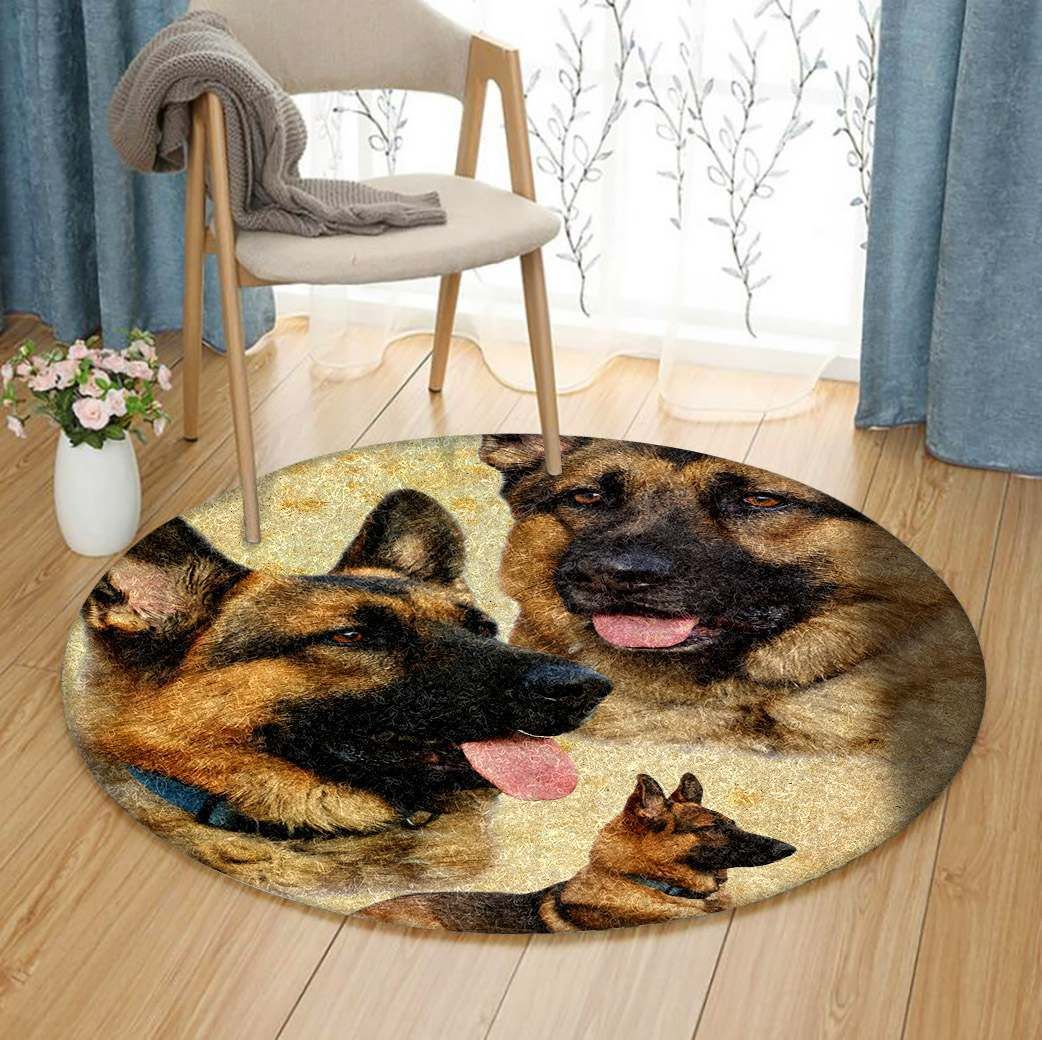 German Shepherd Round Rug Carpet Bedroom Livingroom Home Decor