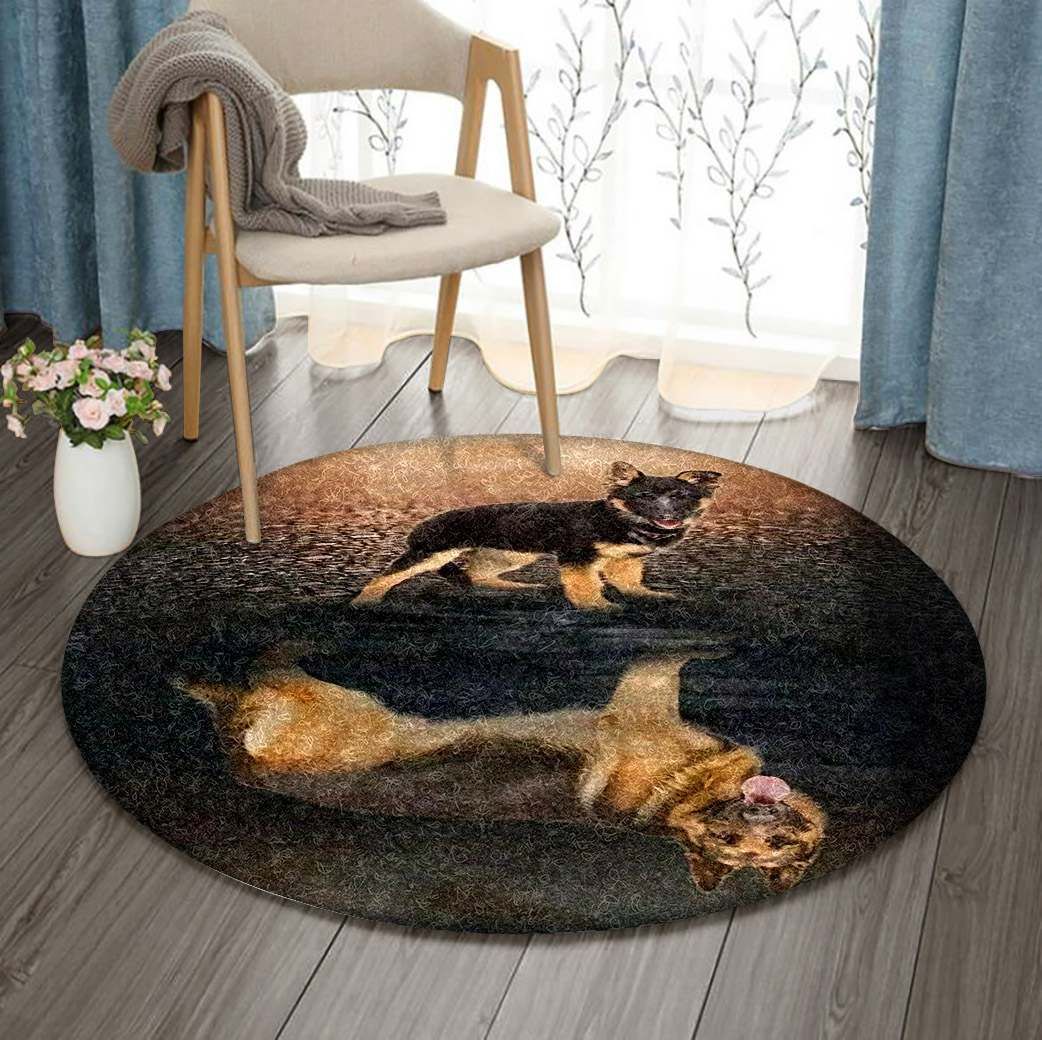 German Shepherd Round Rug Carpet Bedroom Livingroom Home Decor